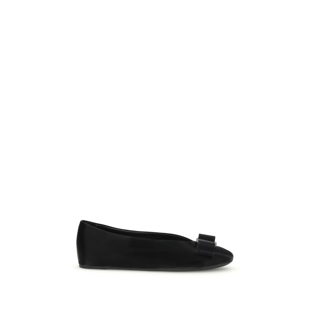 Black Calf Leather Bos Taurus Ballet Flats - ventzia