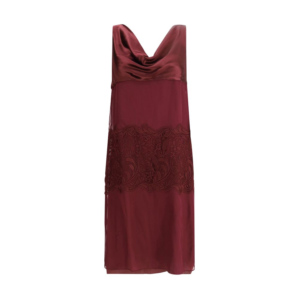 Bordeaux Silk Cocktail Dress - ventzia