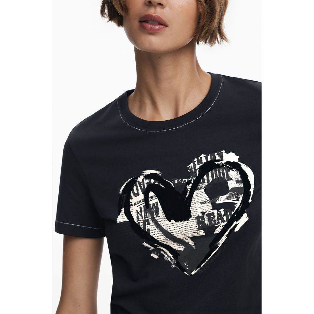 Black Cotton Women T-Shirt - ventzia