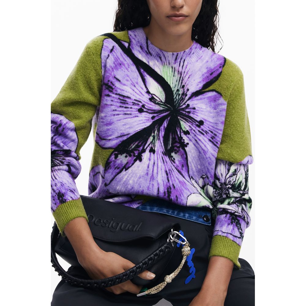 Purple Elastane Women Sweater - ventzia