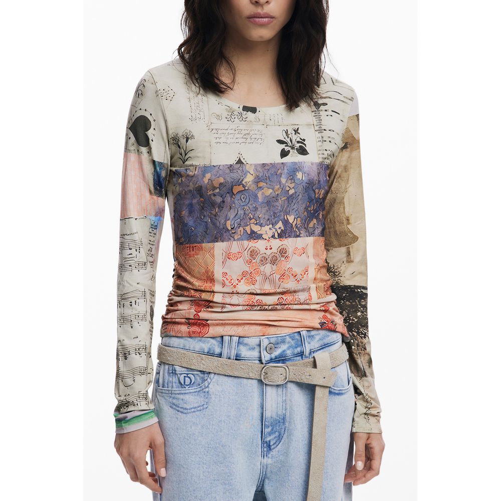 Beige Viscose Women T-Shirt - ventzia