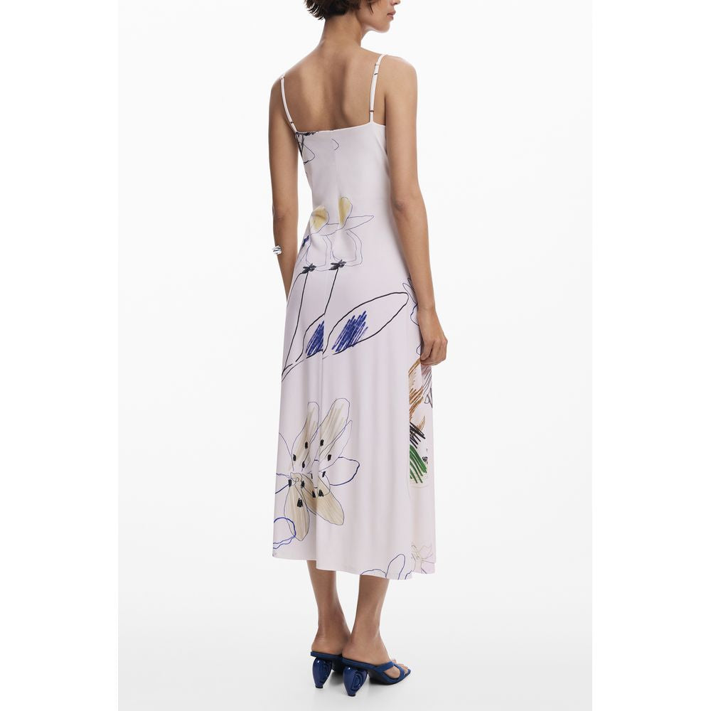 White Polyester Women's Long Dress - ventzia