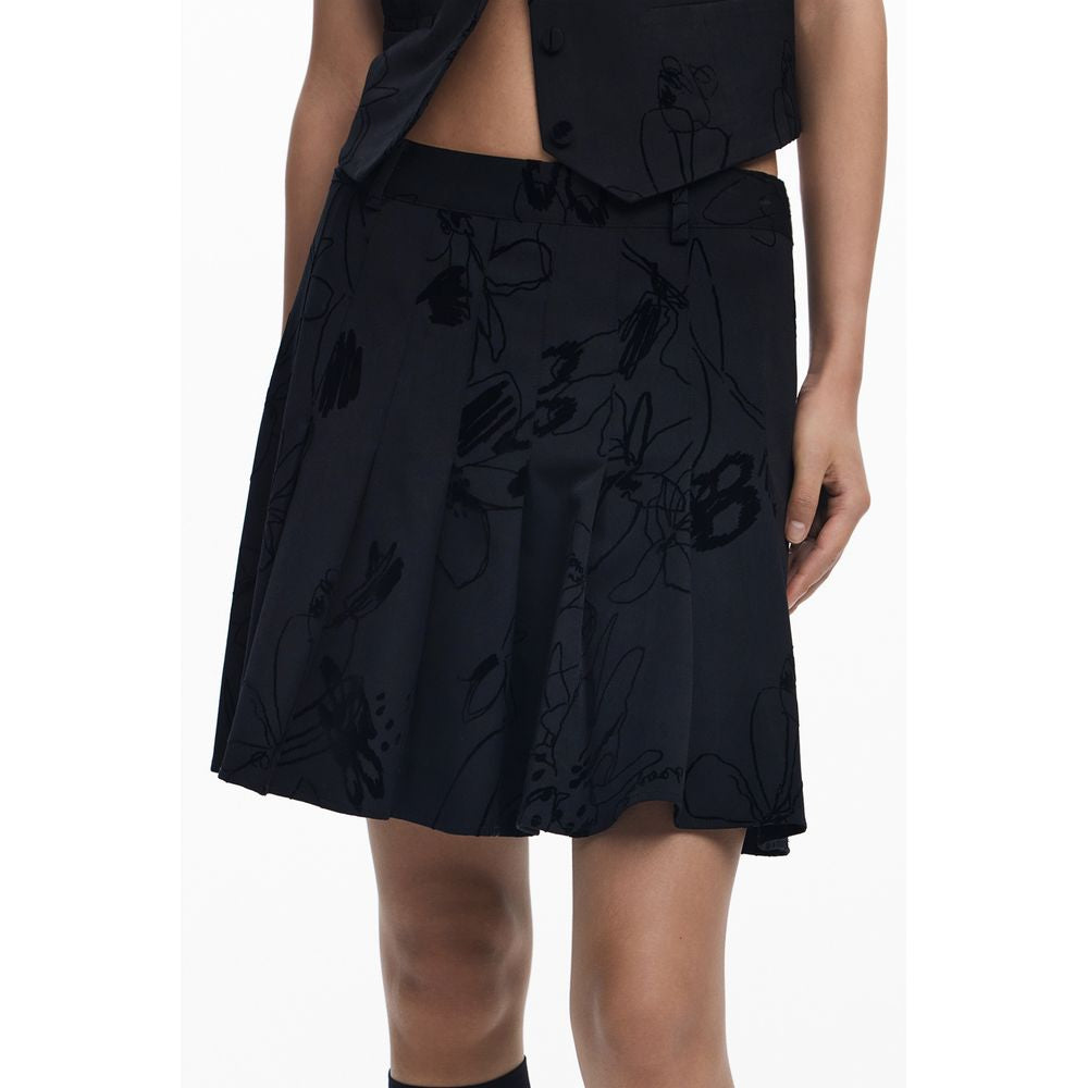 Black Polyester Women Skirt - ventzia