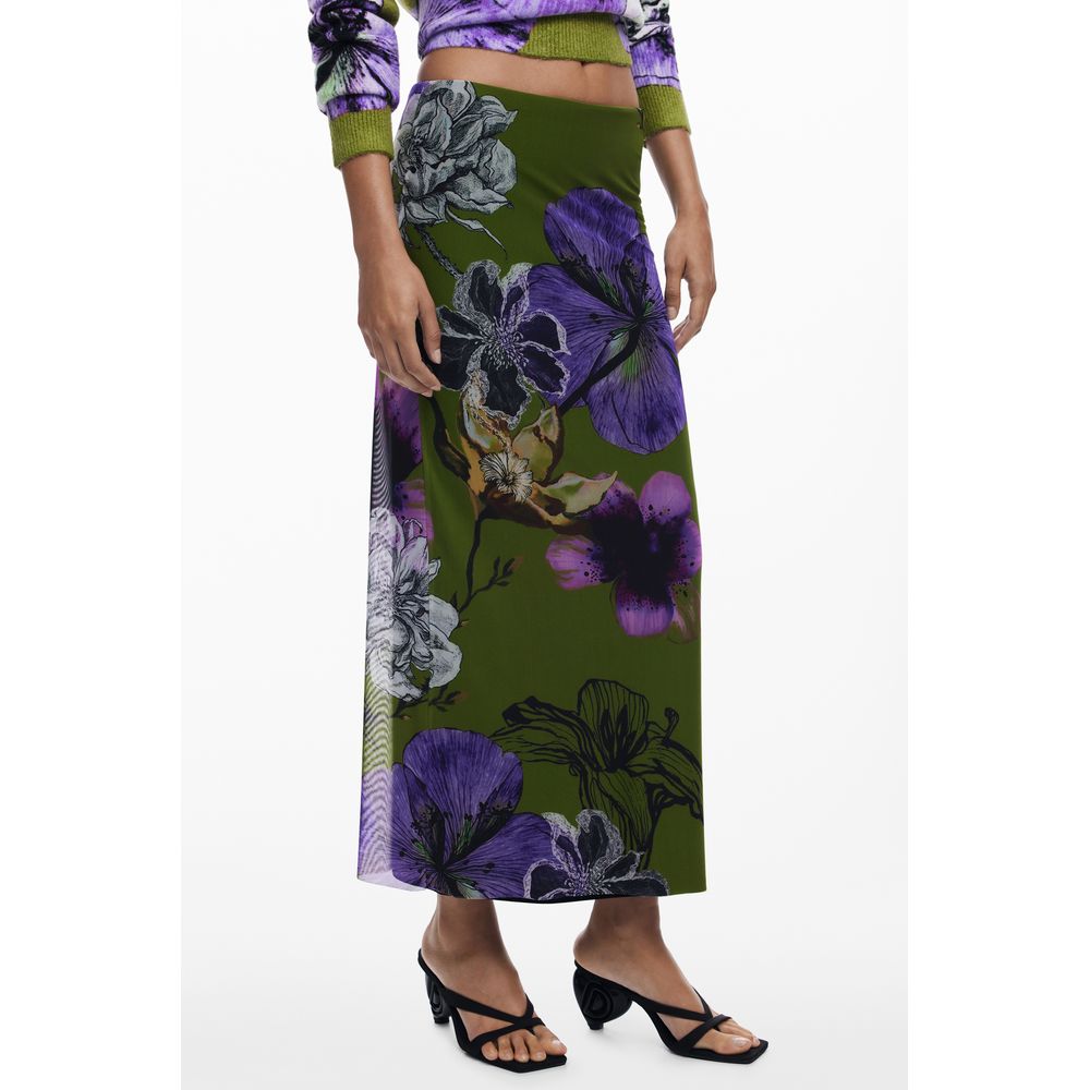 Verde Polyester Women Skirt with Elastic Waist - ventzia