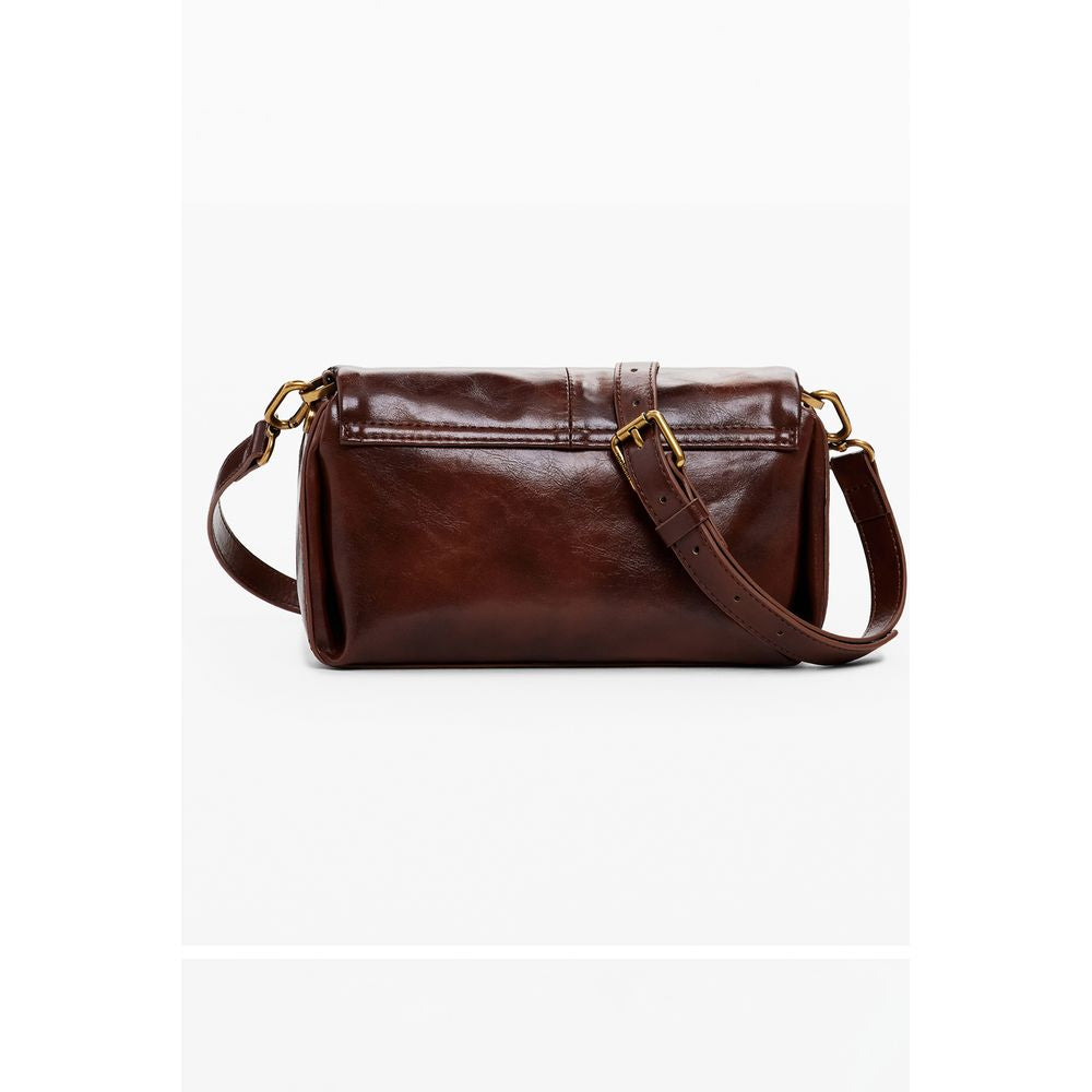 Brown Polyethylene Women Handbag - ventzia