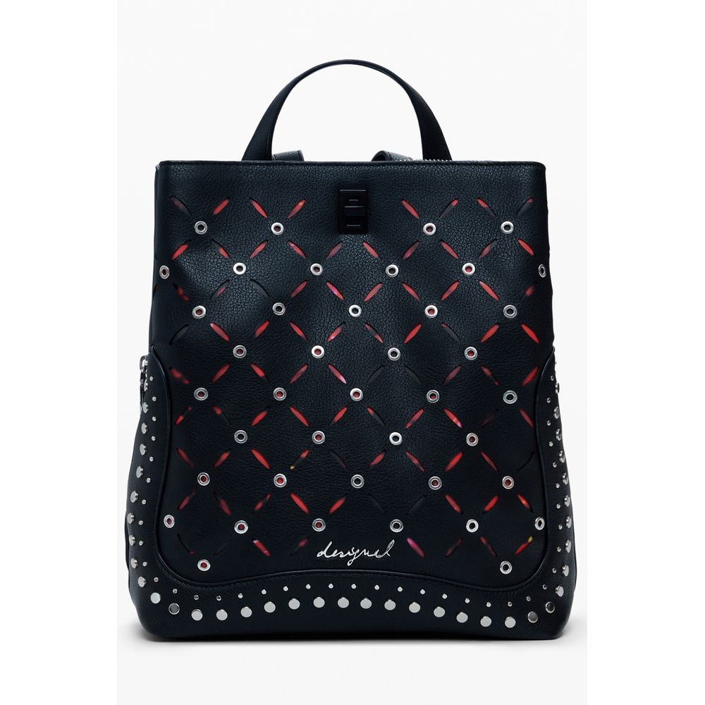 Nero Polyurethane Women Mini Backpack