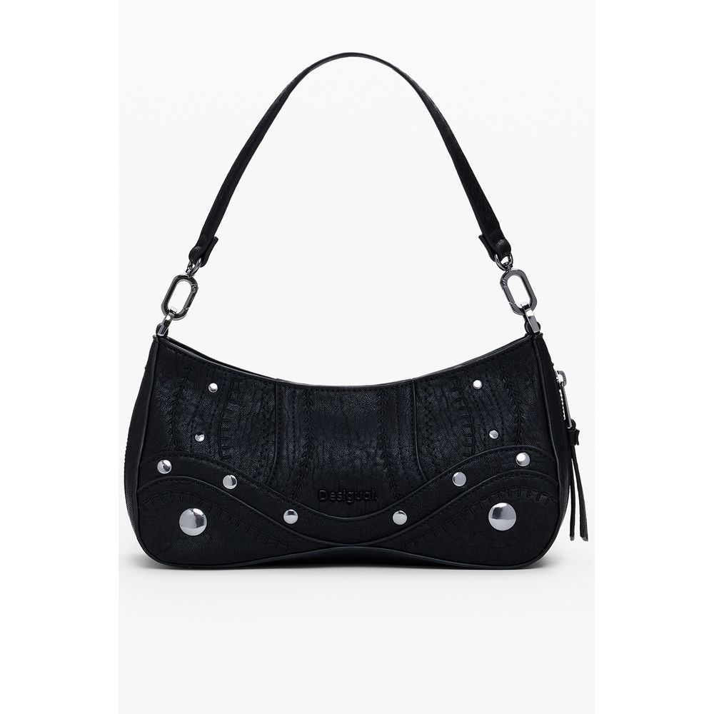 Black Polyurethane Women Handbag - ventzia