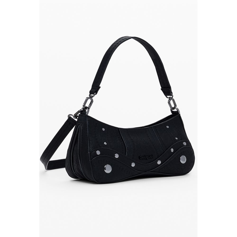 Black Polyurethane Women Handbag - ventzia