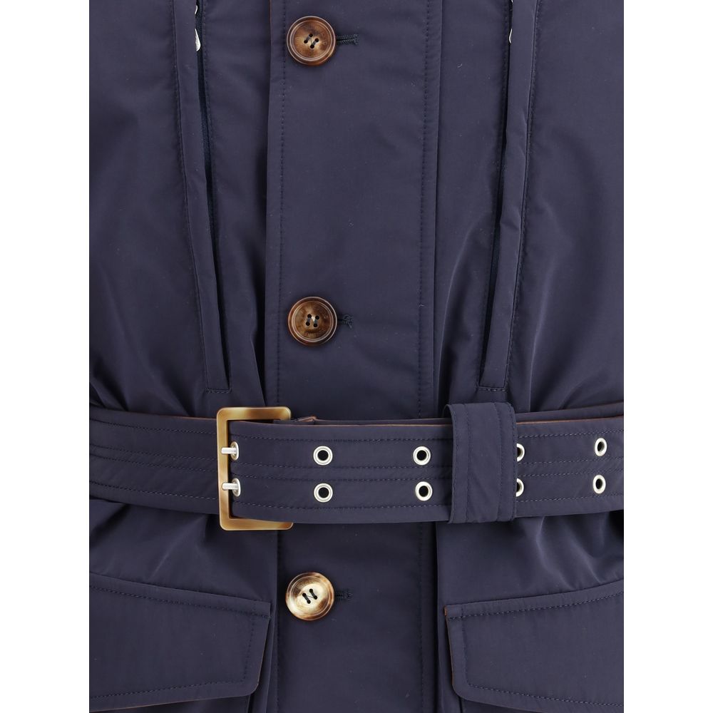 Blue Polyester Coat - ventzia