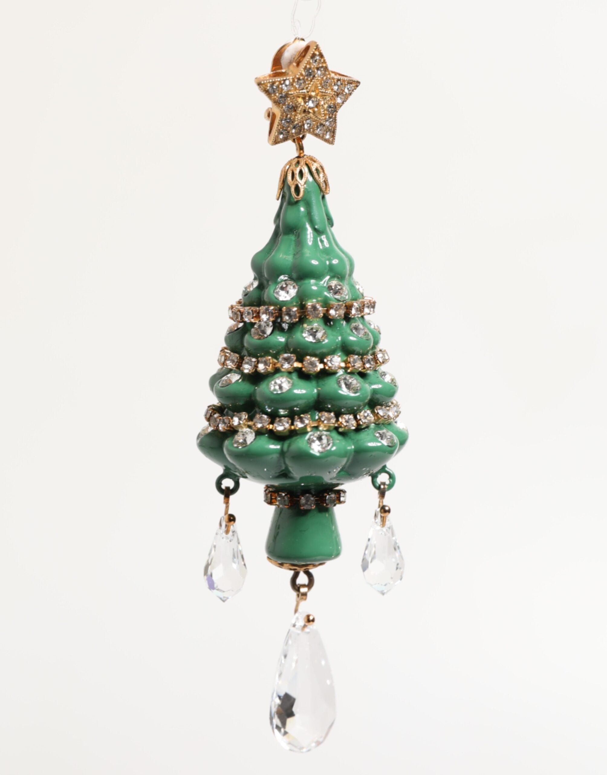 Gold Brass Multicolour Christmas Tree Earrings - ventzia