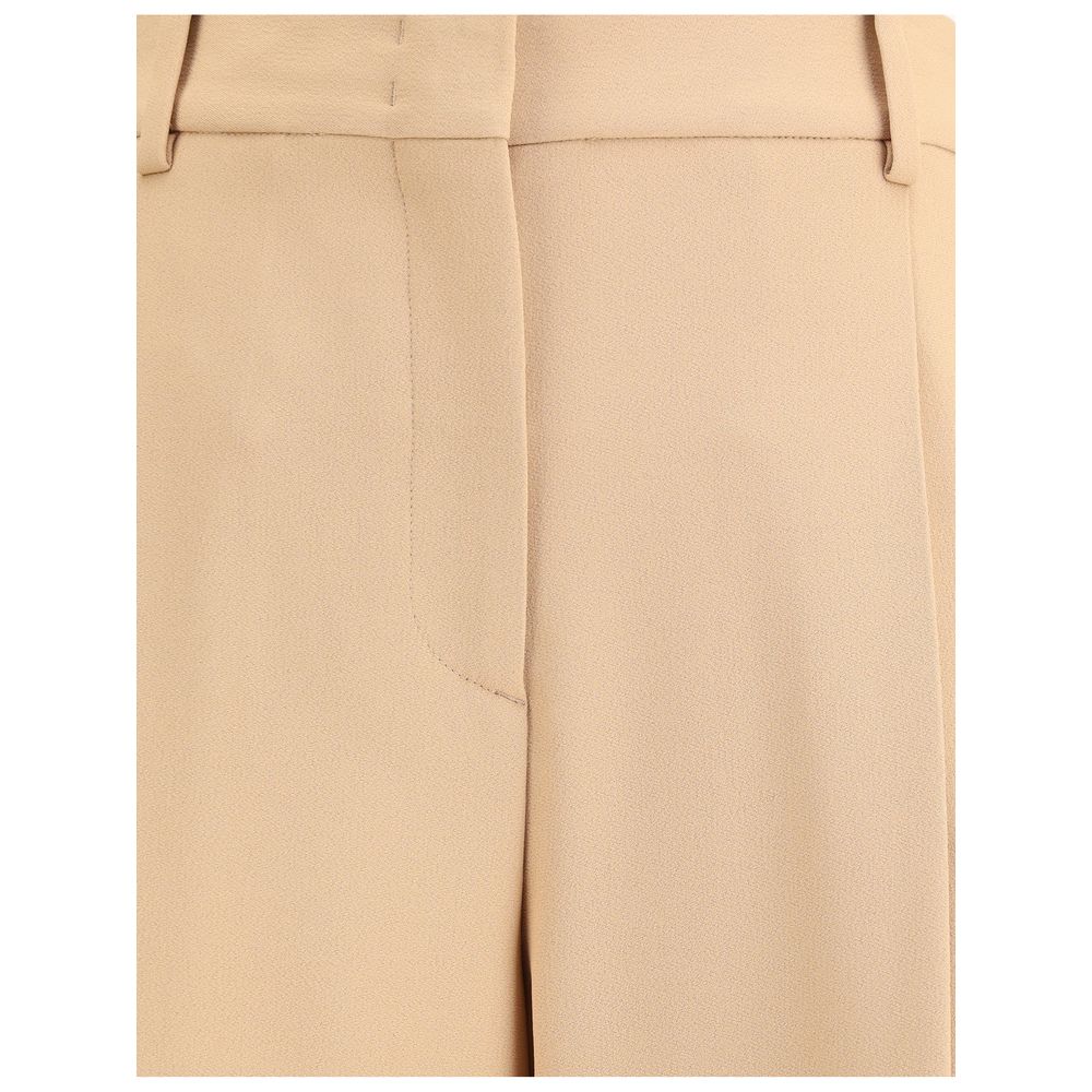 Beige Viscose Casual Pants - ventzia