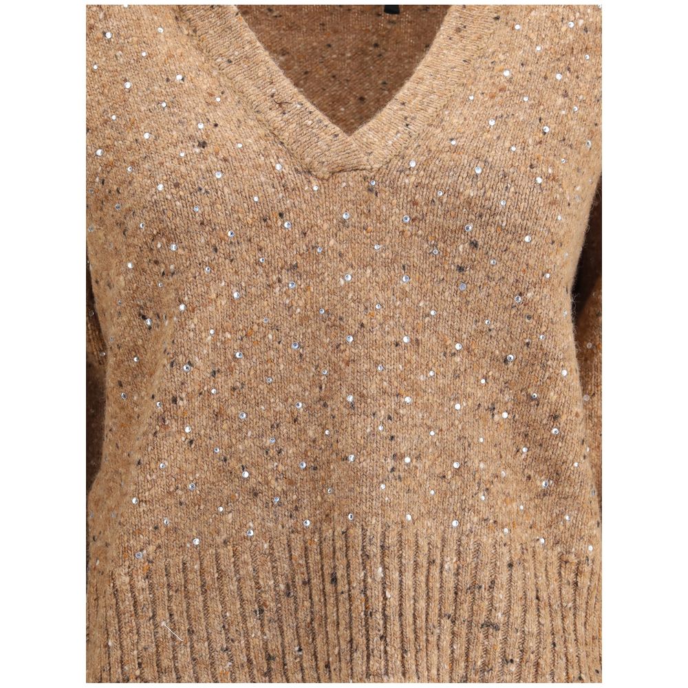V-neck Sweater with rhinestones - ventzia