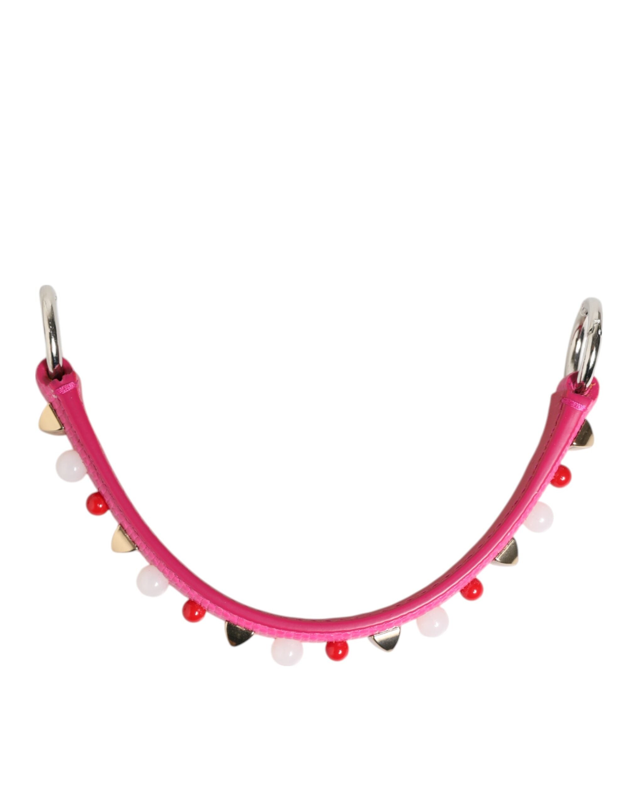 Pink Embellished Leather Bag Handle Women Shoulder Strap - ventzia
