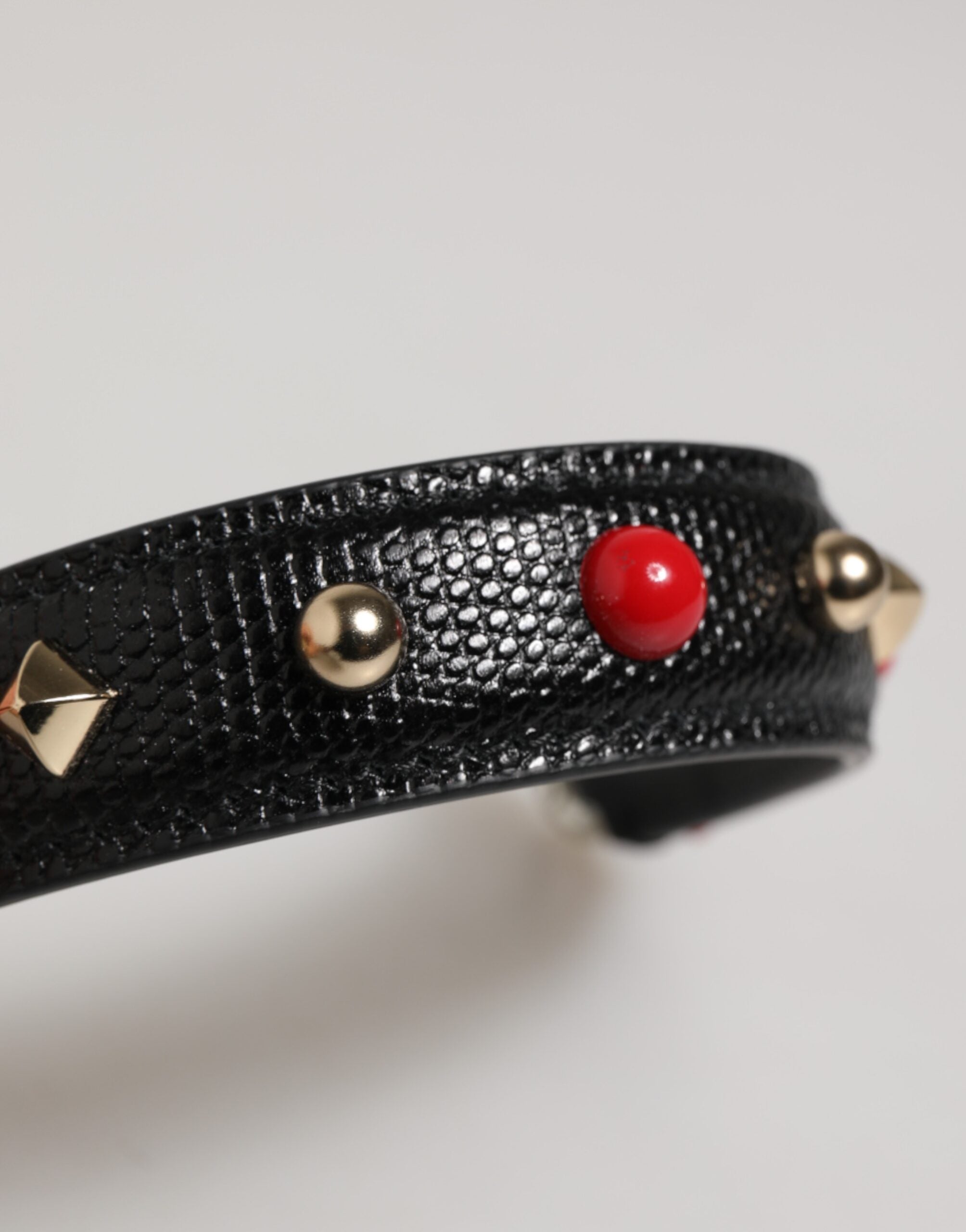 Black Embellished Leather Bag Handle Women Shoulder Strap - ventzia