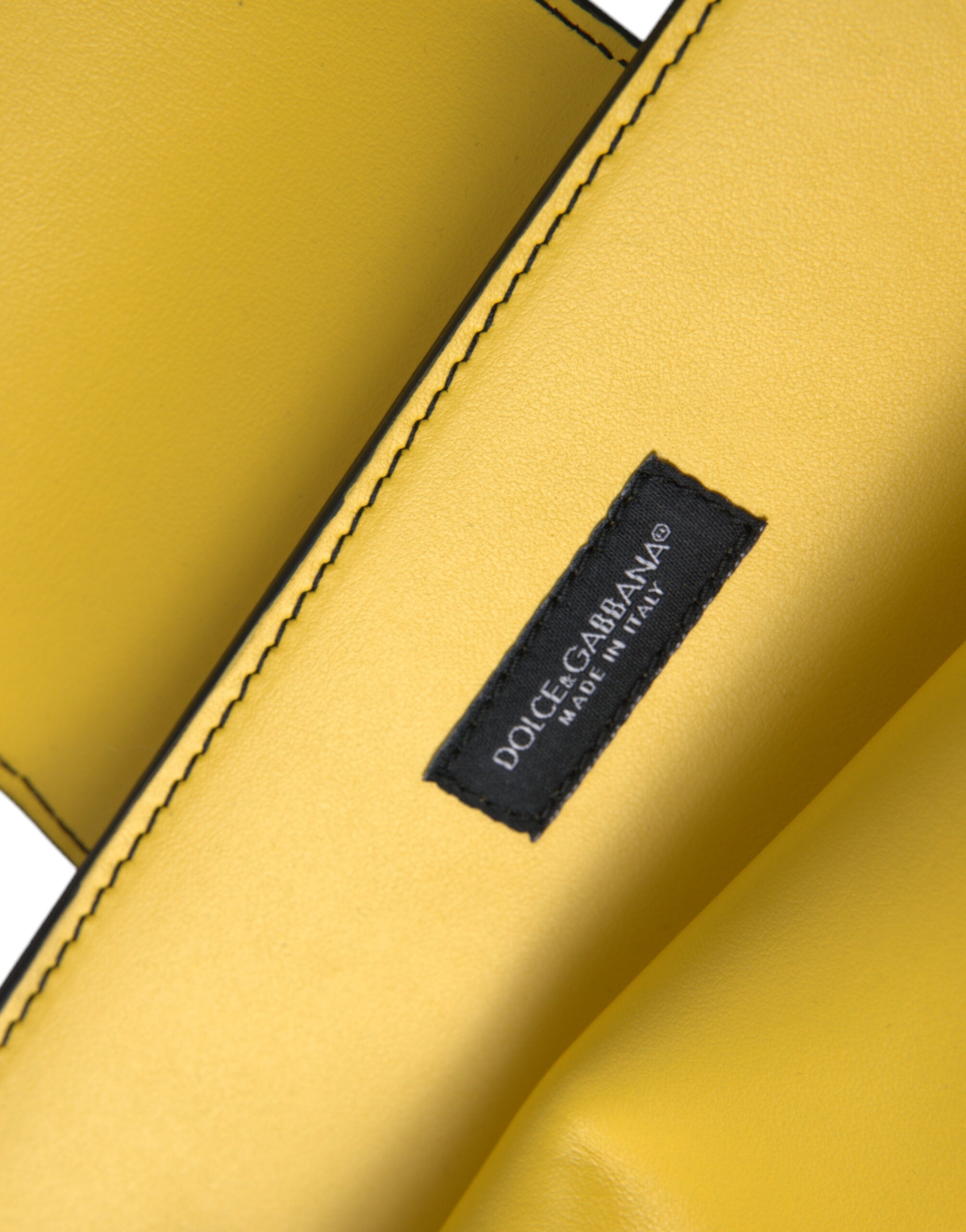 Yellow Smooth Leather DG Logo Clutch Crossbody Case Bag - ventzia