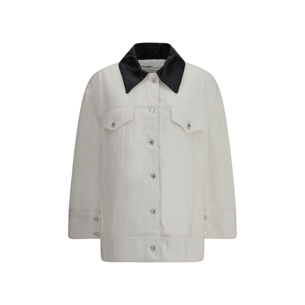 White Cotton Denim Jacket - ventzia