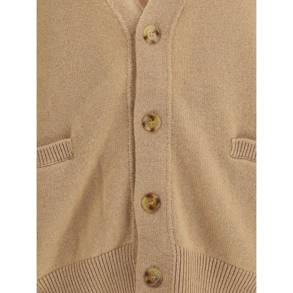 Beige Merino Wool Cardigan - ventzia