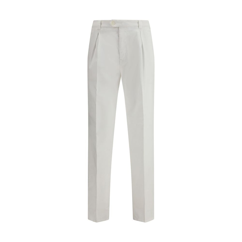 White Cotton Casual Pants - ventzia