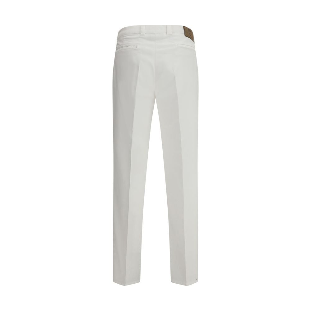 White Cotton Casual Pants - ventzia