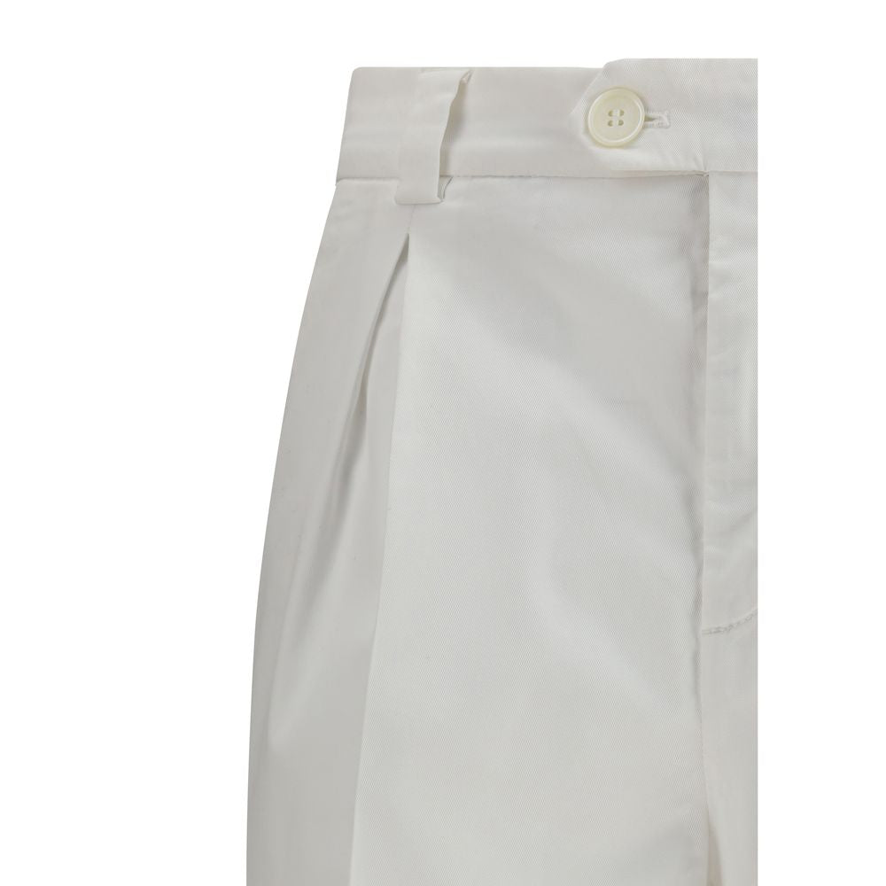 White Cotton Casual Pants - ventzia