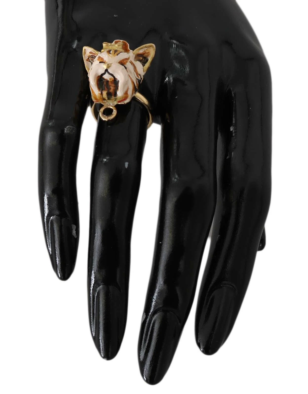 Gold Brass Resin Beige Dog Pet Accessory Ring - ventzia