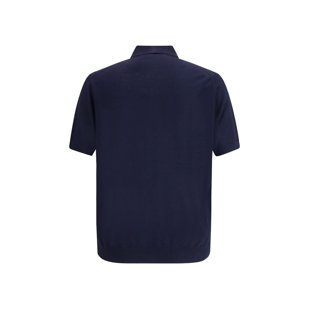 Blue Fleece Wool Polo Shirt - ventzia