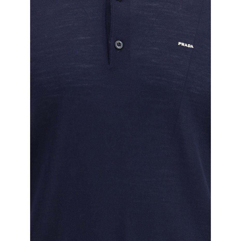 Blue Fleece Wool Polo Shirt - ventzia