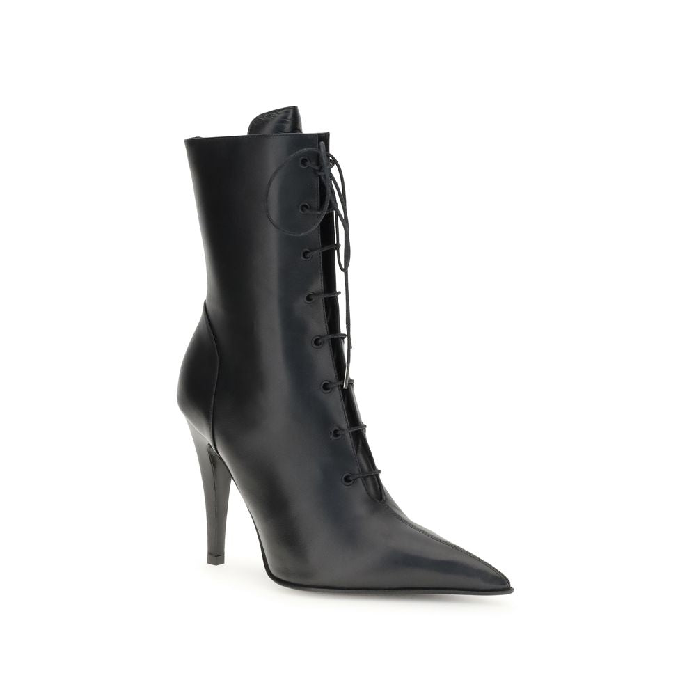 Black Calf Leather Bos Taurus Lace-Up Boots - ventzia