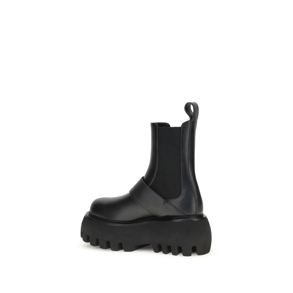 Black Calf Leather Bos Taurus Ankle Boots - ventzia