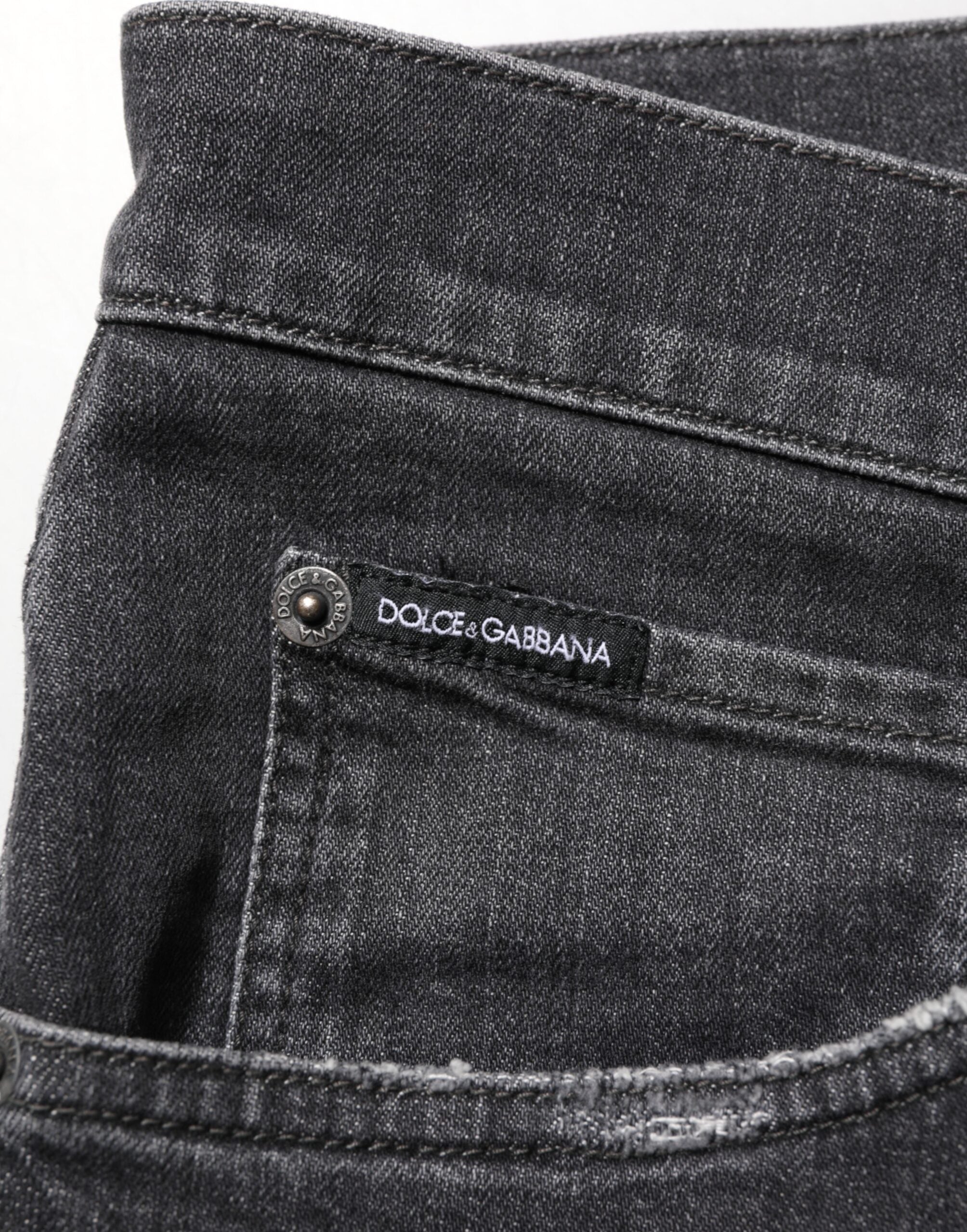 Black Cotton Slim Fit Distressed Ripped Logo Jeans - ventzia