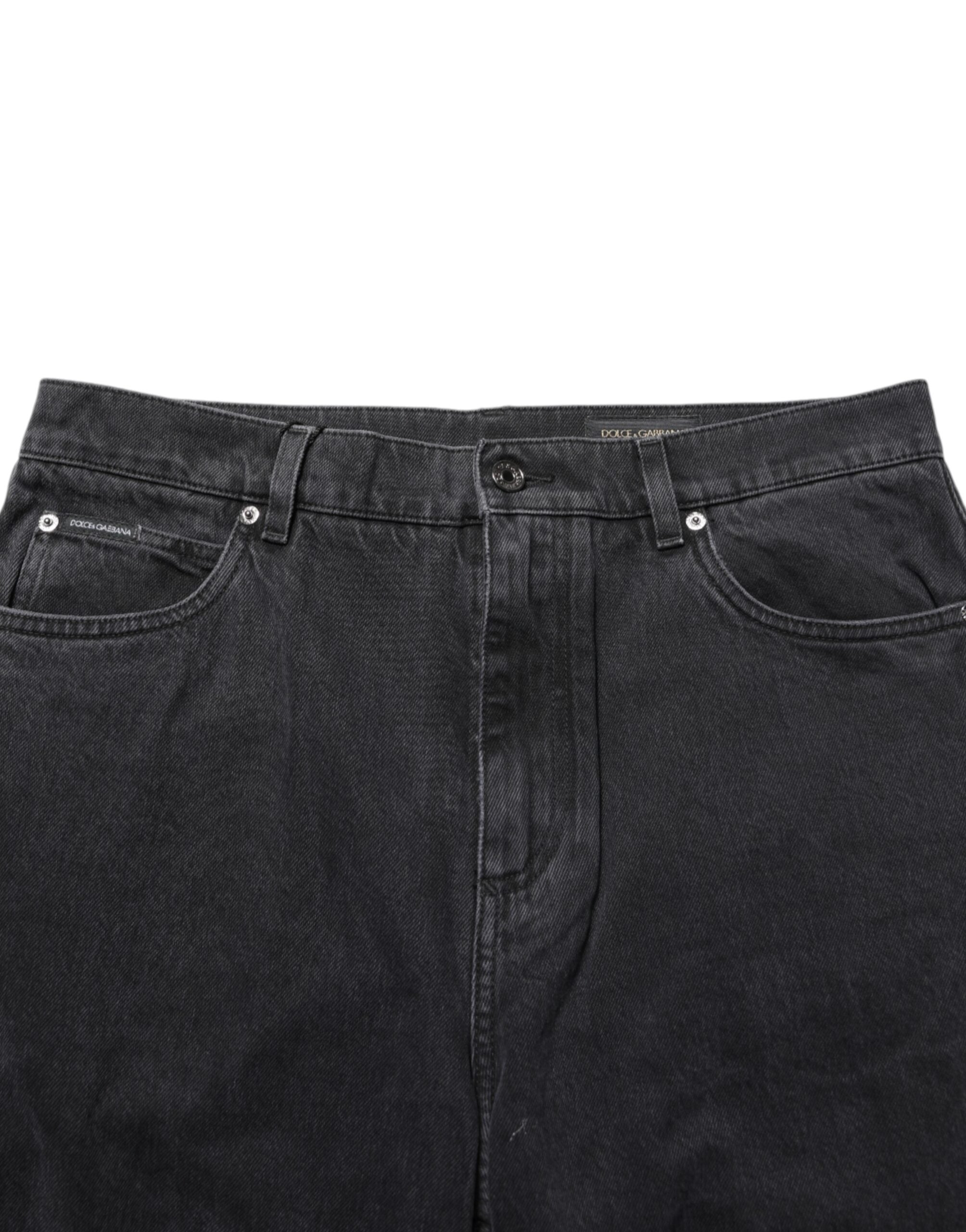 Black Denim Wide Leg Relaxed Fit Pants Jeans - ventzia