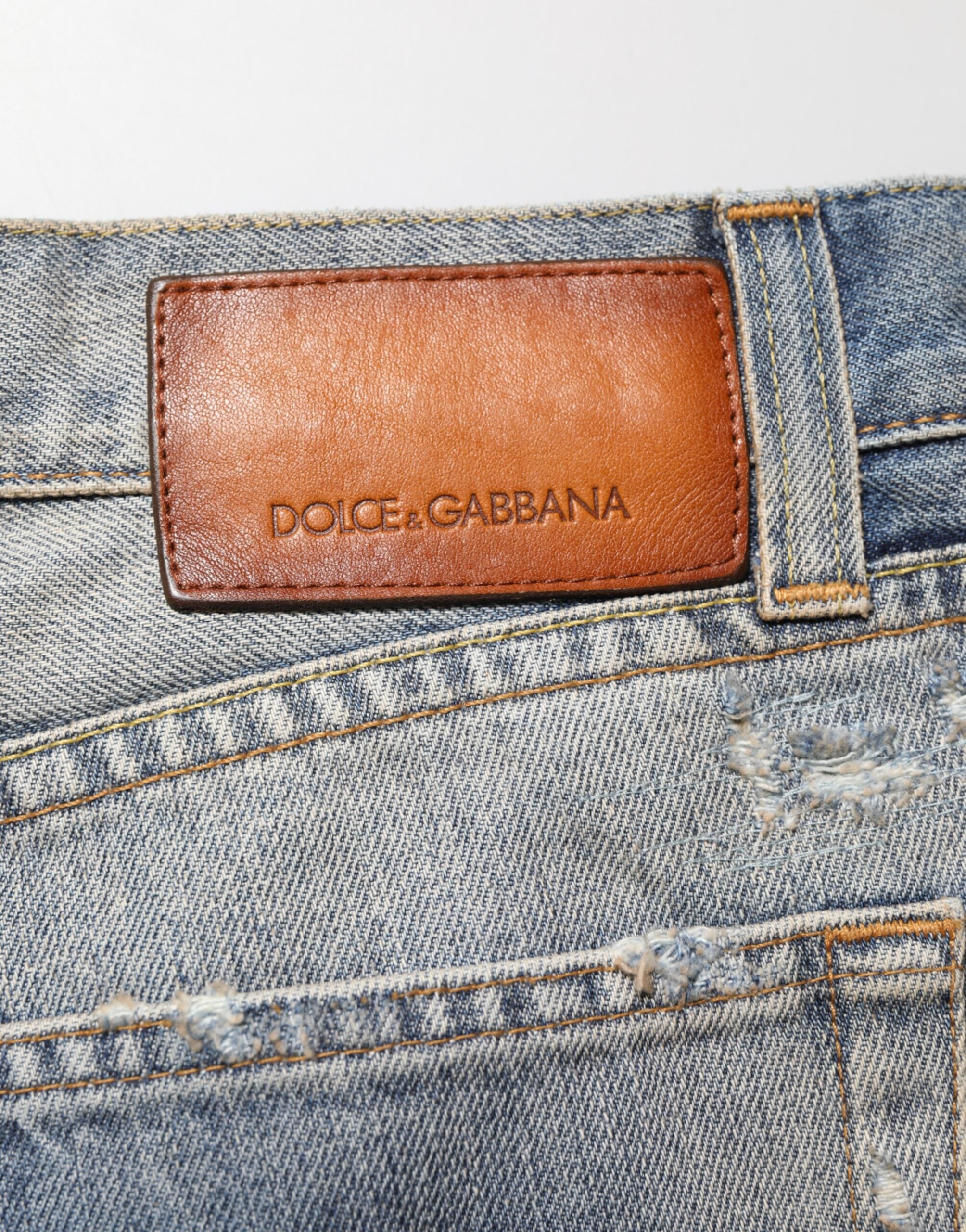 Blue Distressed Denim Slim Fit Pants Jeans - ventzia