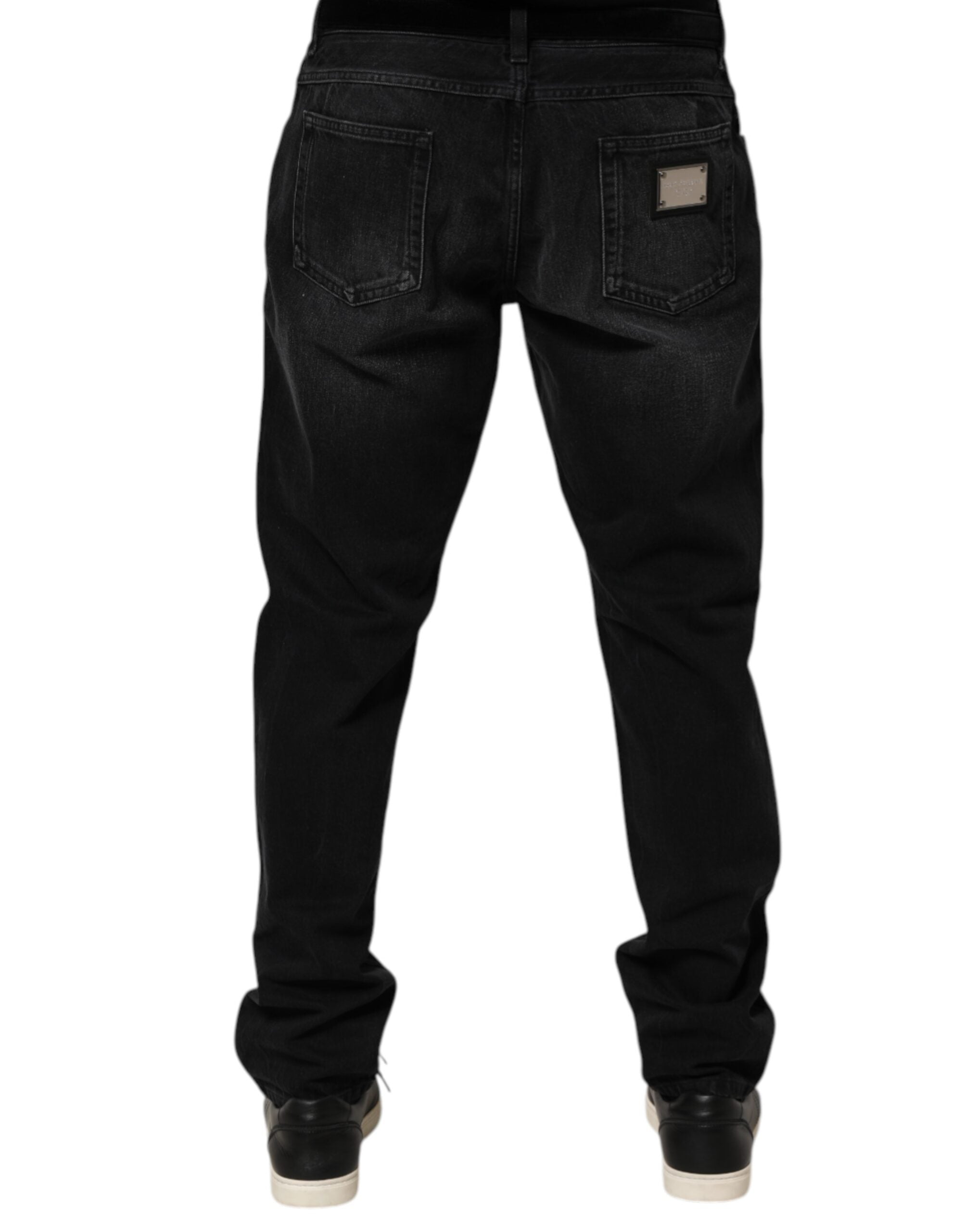 Black Washed Cotton Skinny Men Denim Jeans - ventzia