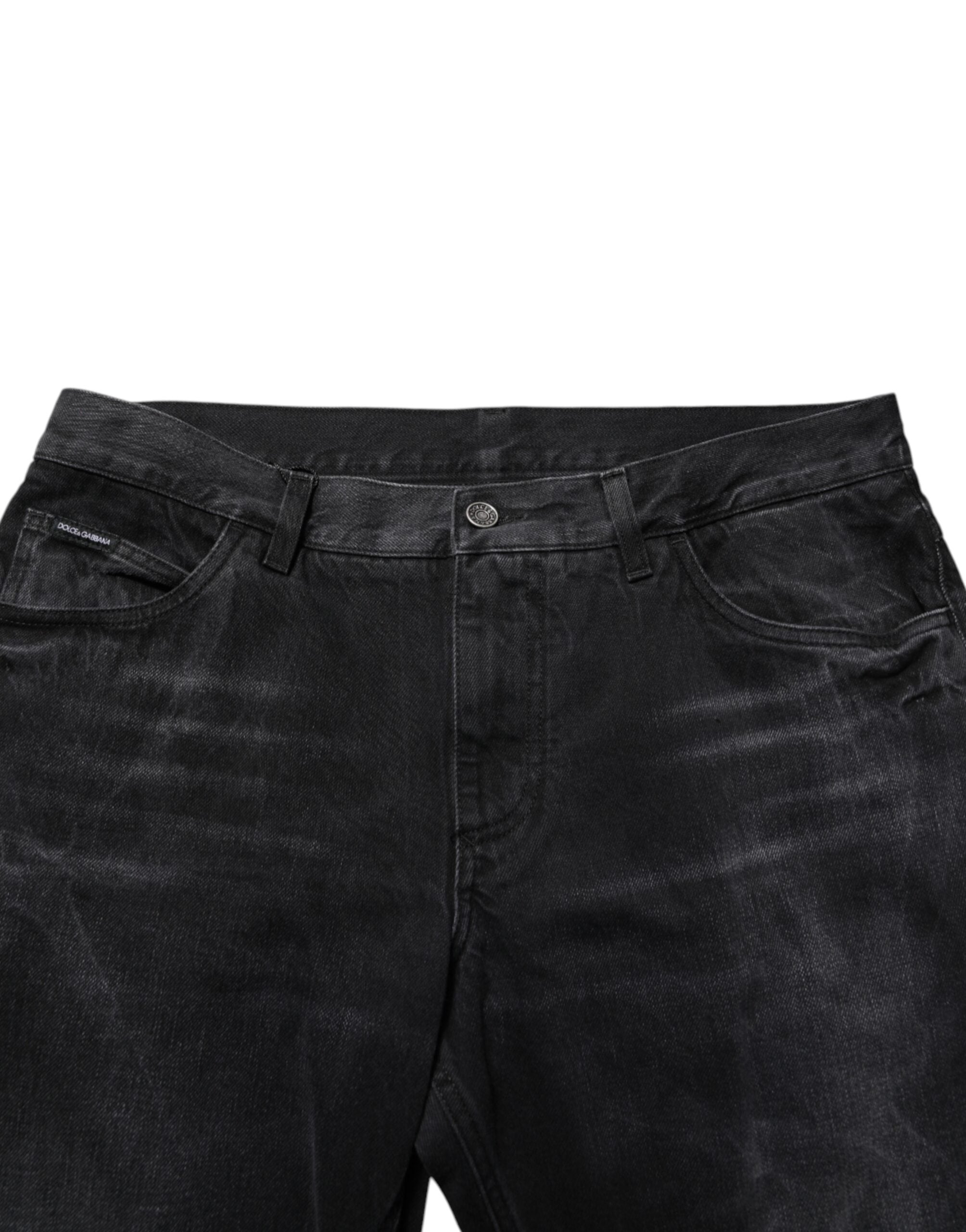 Black Washed Cotton Skinny Men Denim Jeans - ventzia