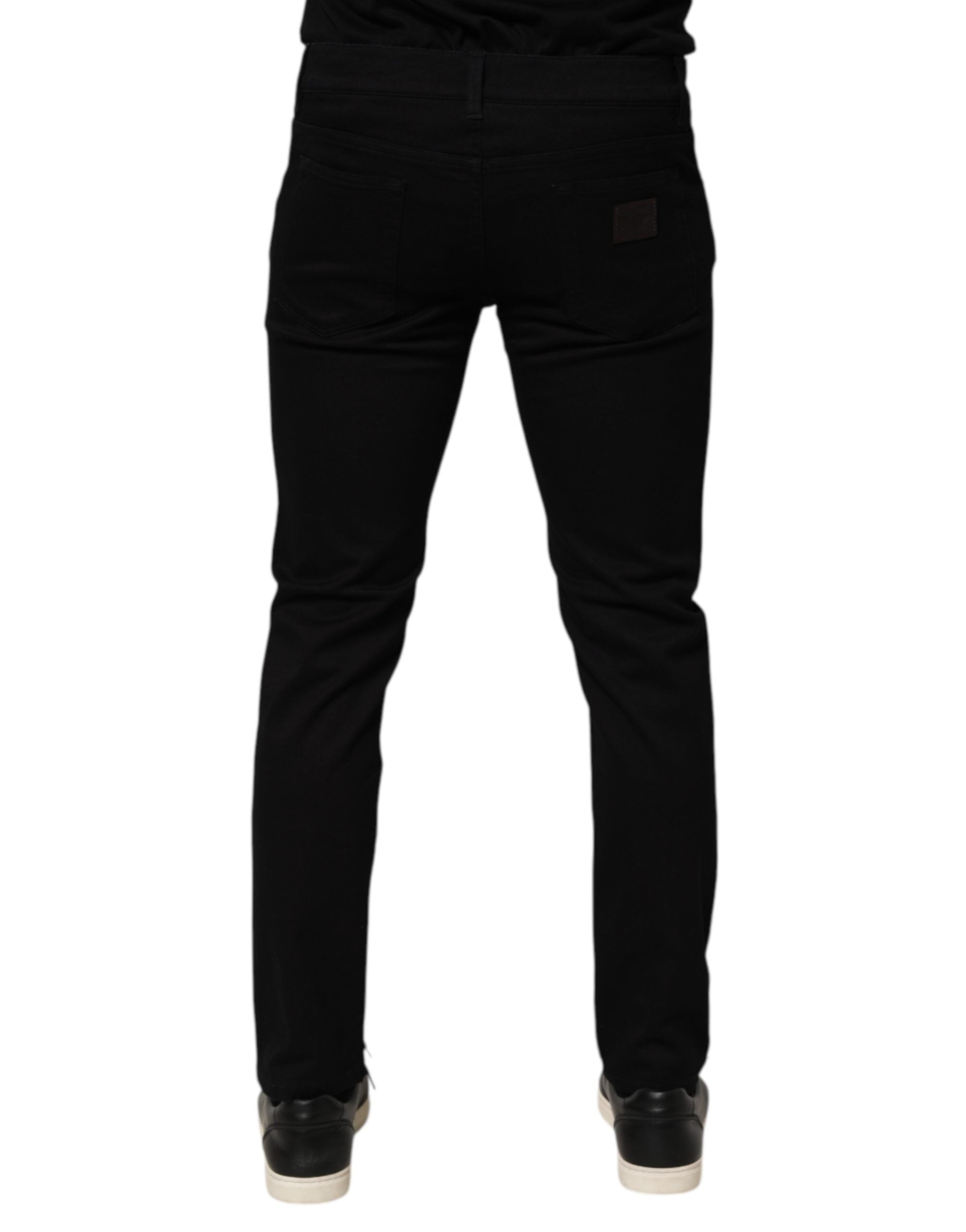 Black Cotton Blend Skinny Men Trouser Pants - ventzia