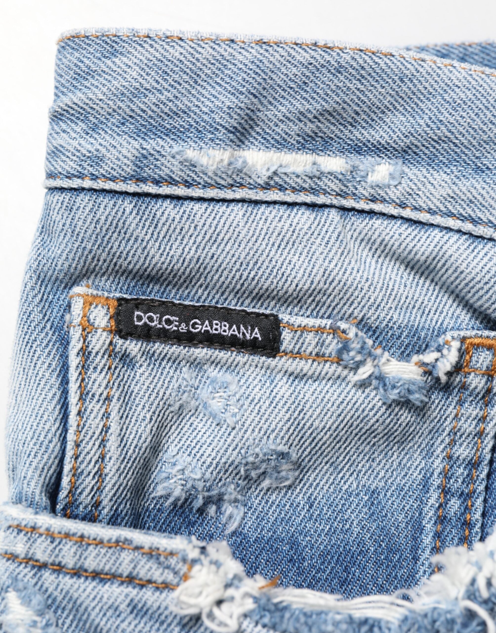 Blue Distressed Ripped Denim Pants Jeans - ventzia