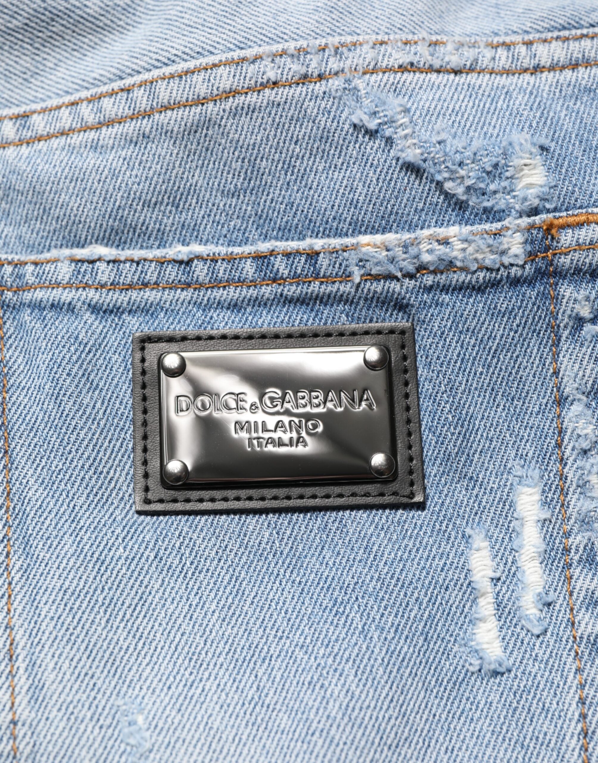 Blue Distressed Ripped Denim Pants Jeans - ventzia