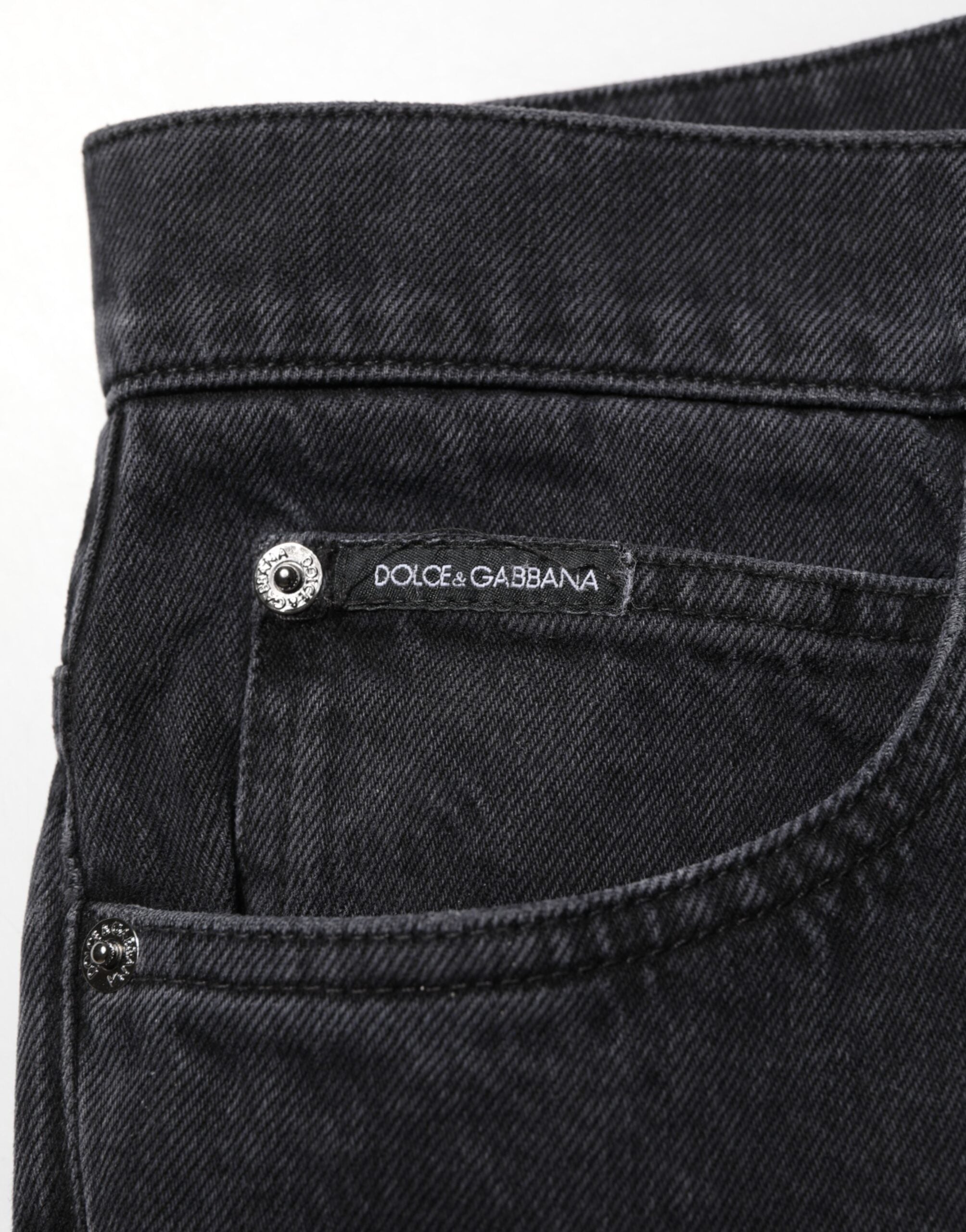 Black Cotton Logo Men Mid Waist Denim Jeans - ventzia