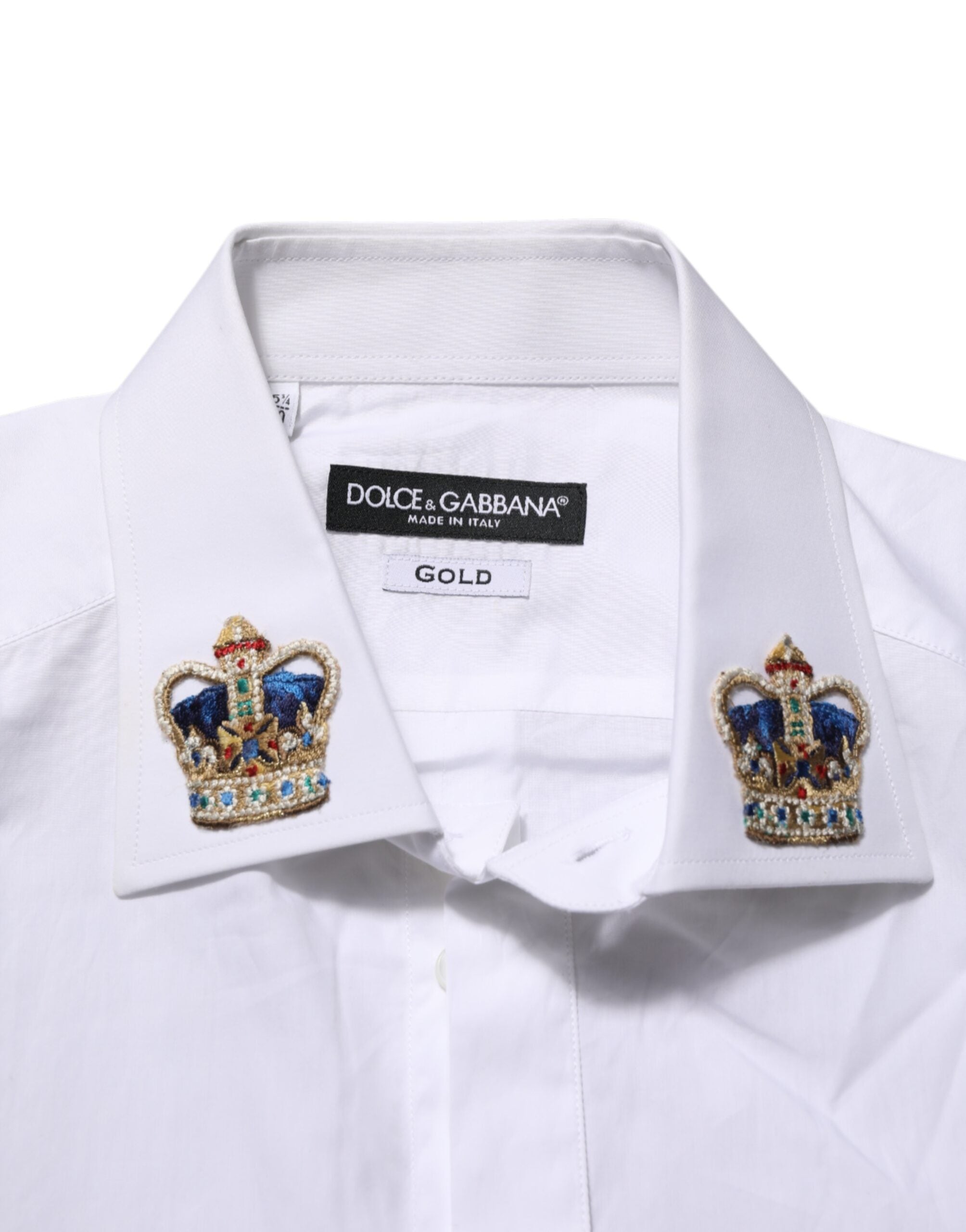 White Crown Collared GOLD Formal Dress Shirt - ventzia