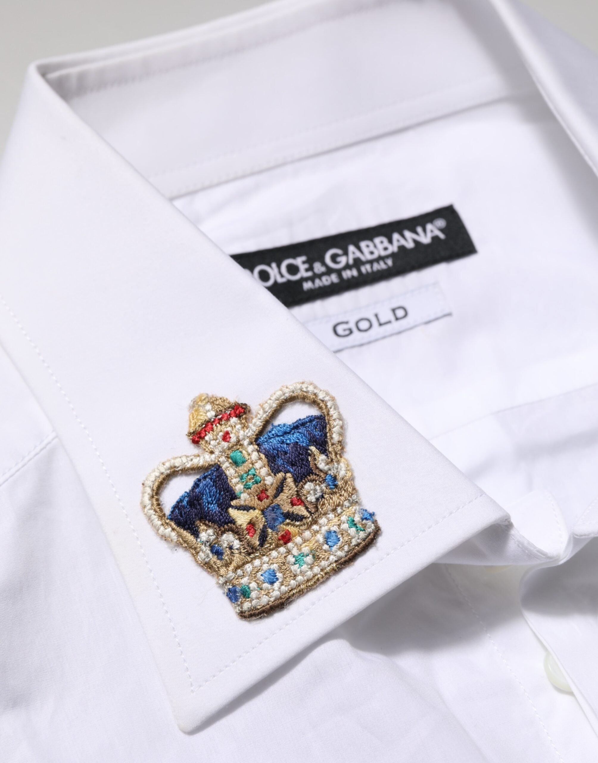 White Crown Collared GOLD Formal Dress Shirt - ventzia
