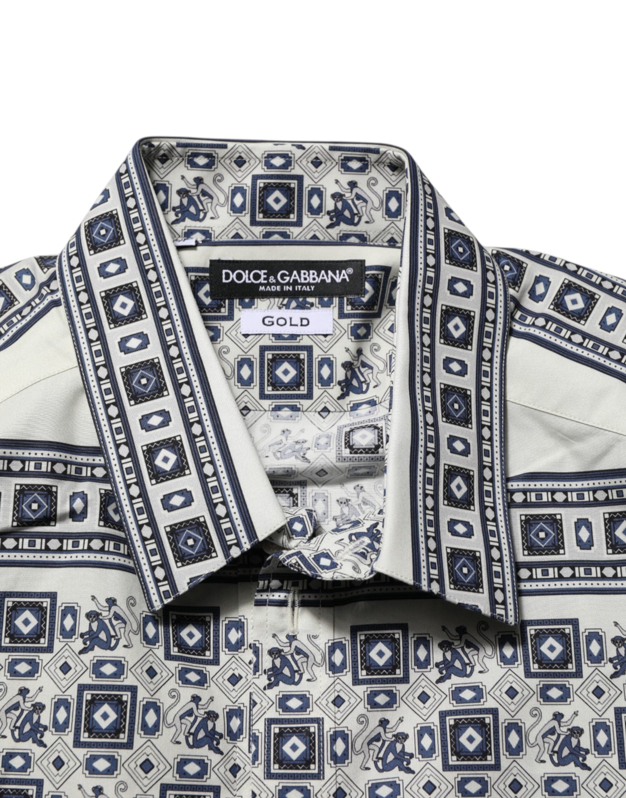Multicolor Monkey Tie Print GOLD Dress Shirt - ventzia