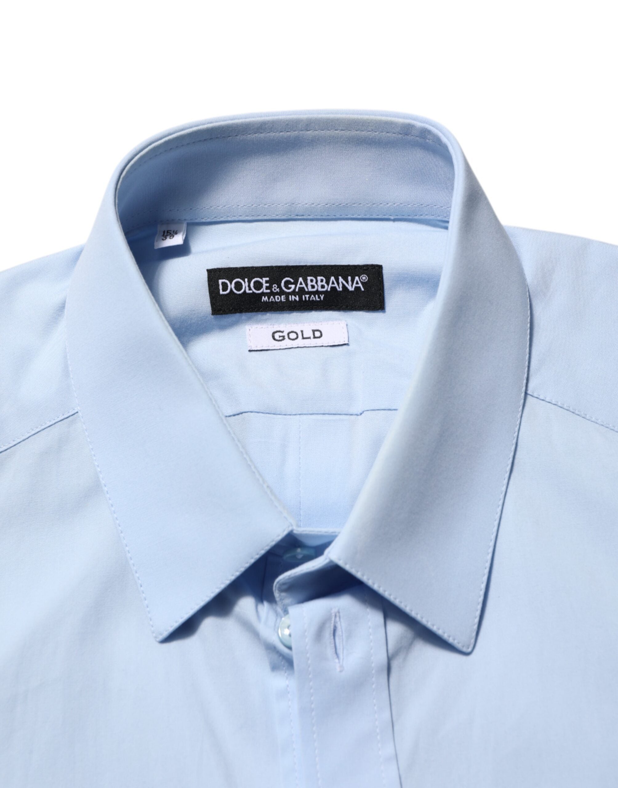 Light Blue Cotton GOLD Formal Men Dress Shirt - ventzia