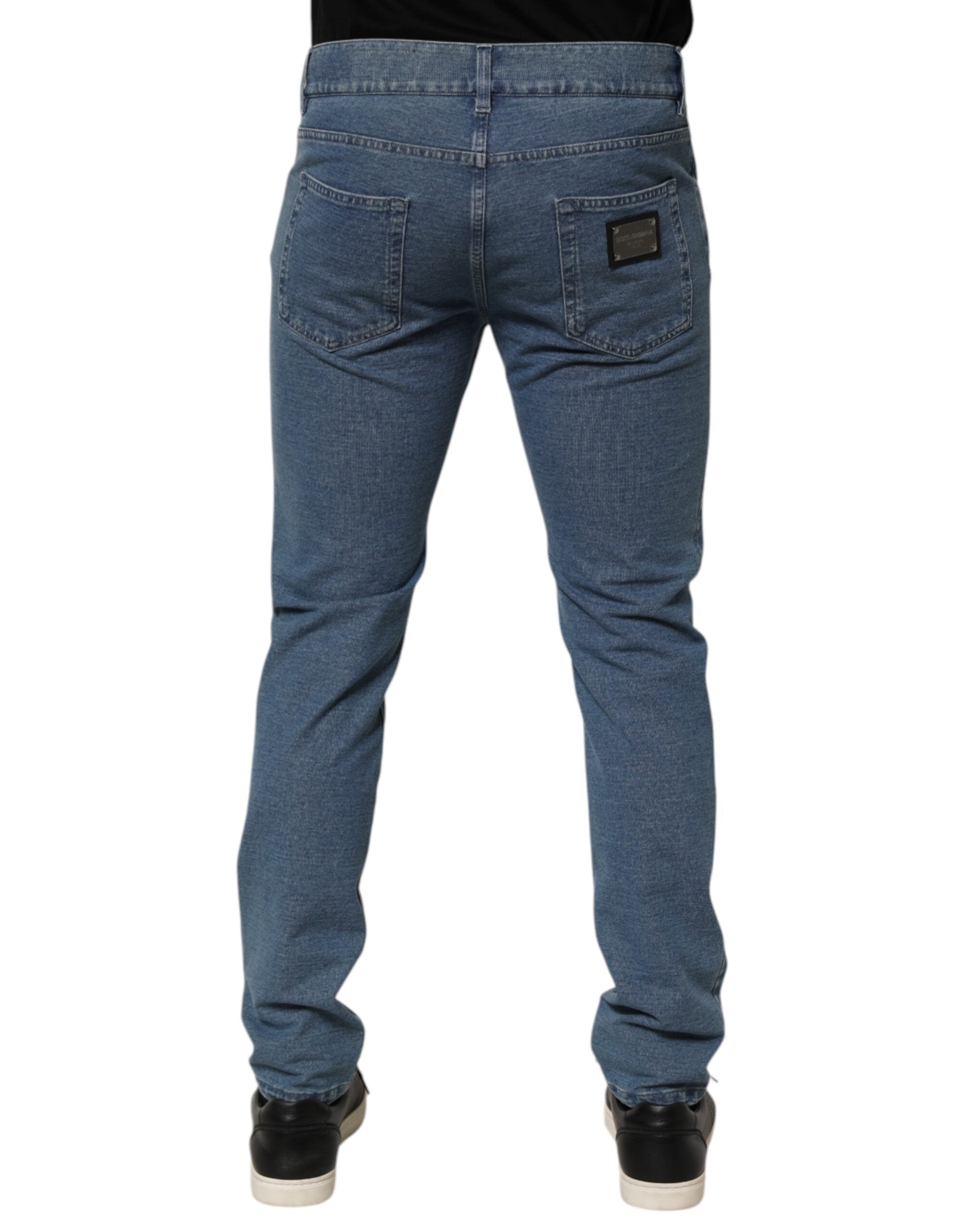 Blue Cotton Stretch Slim Fit Men Denim Jeans - ventzia