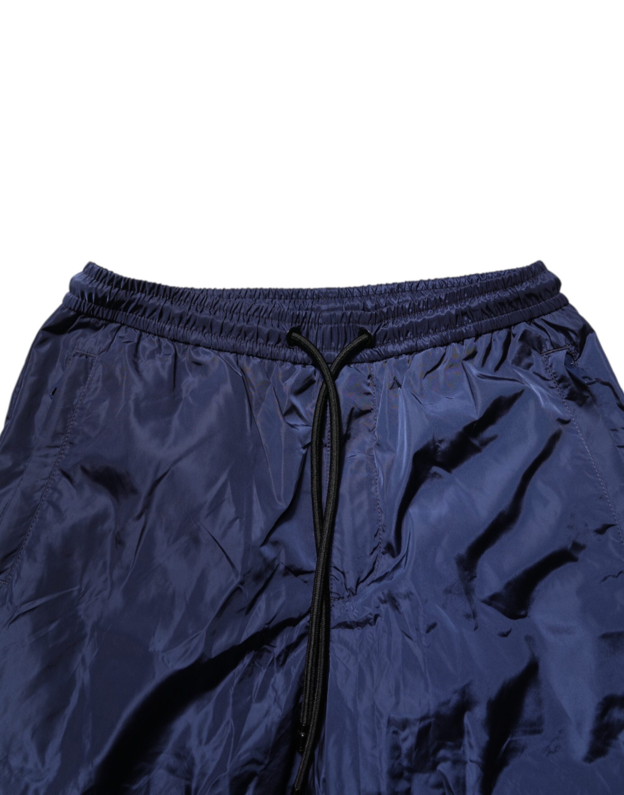 Blue Nylon Straight Jogger Sweatpants Pants - ventzia