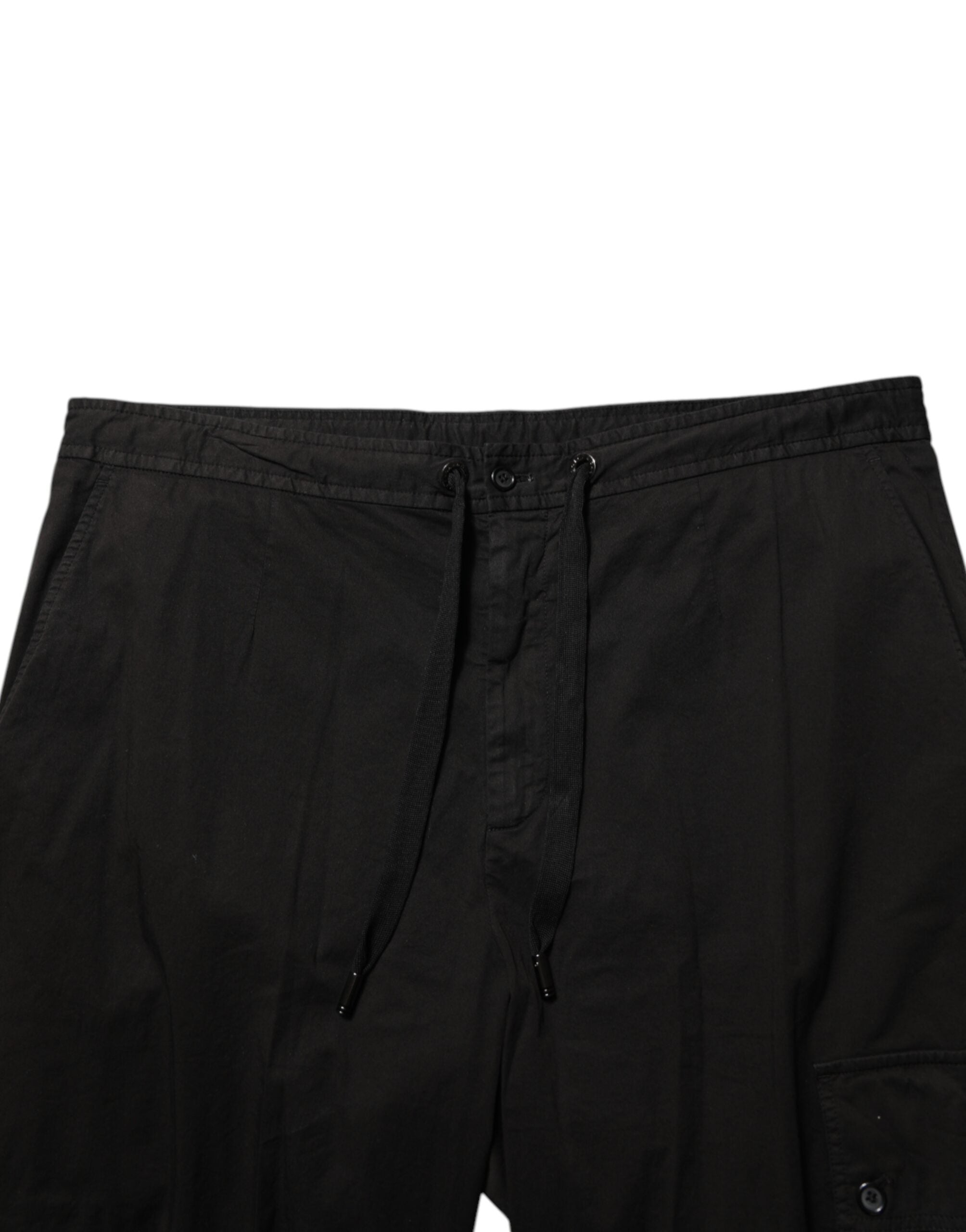 Black Cotton Cargo Jogger Sweatpants Pants - ventzia