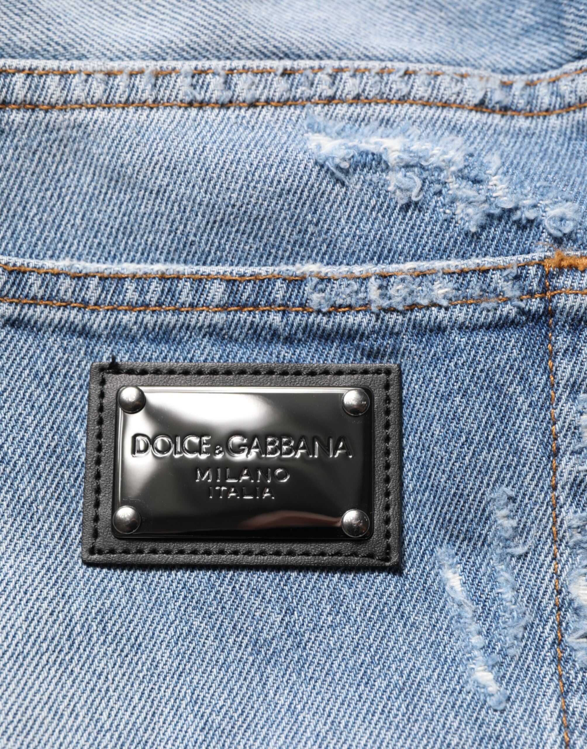 Blue Distressed Ripped Denim Trouser Jeans - ventzia