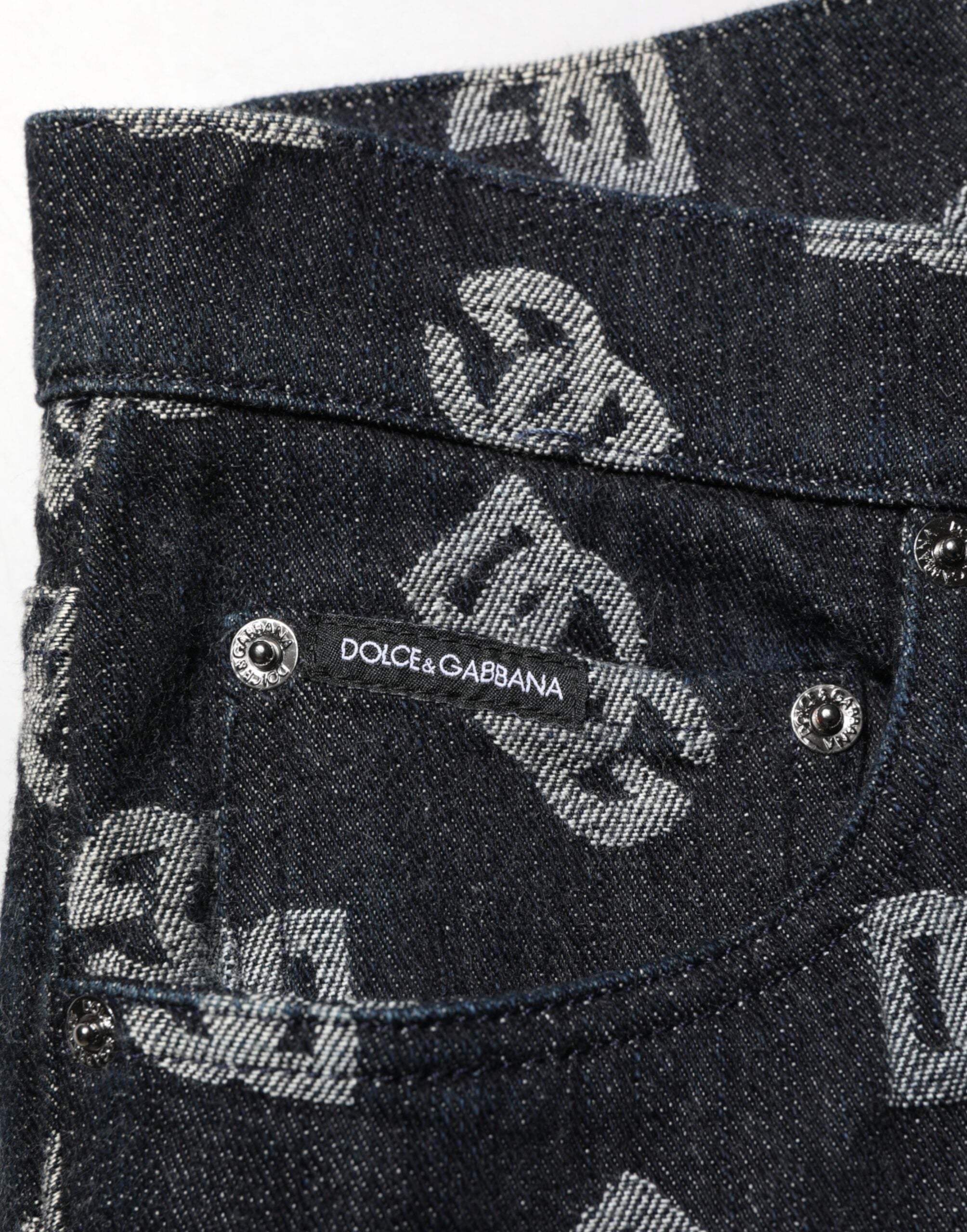 Black DG Monogram Cotton Skinny Denim Jeans - ventzia