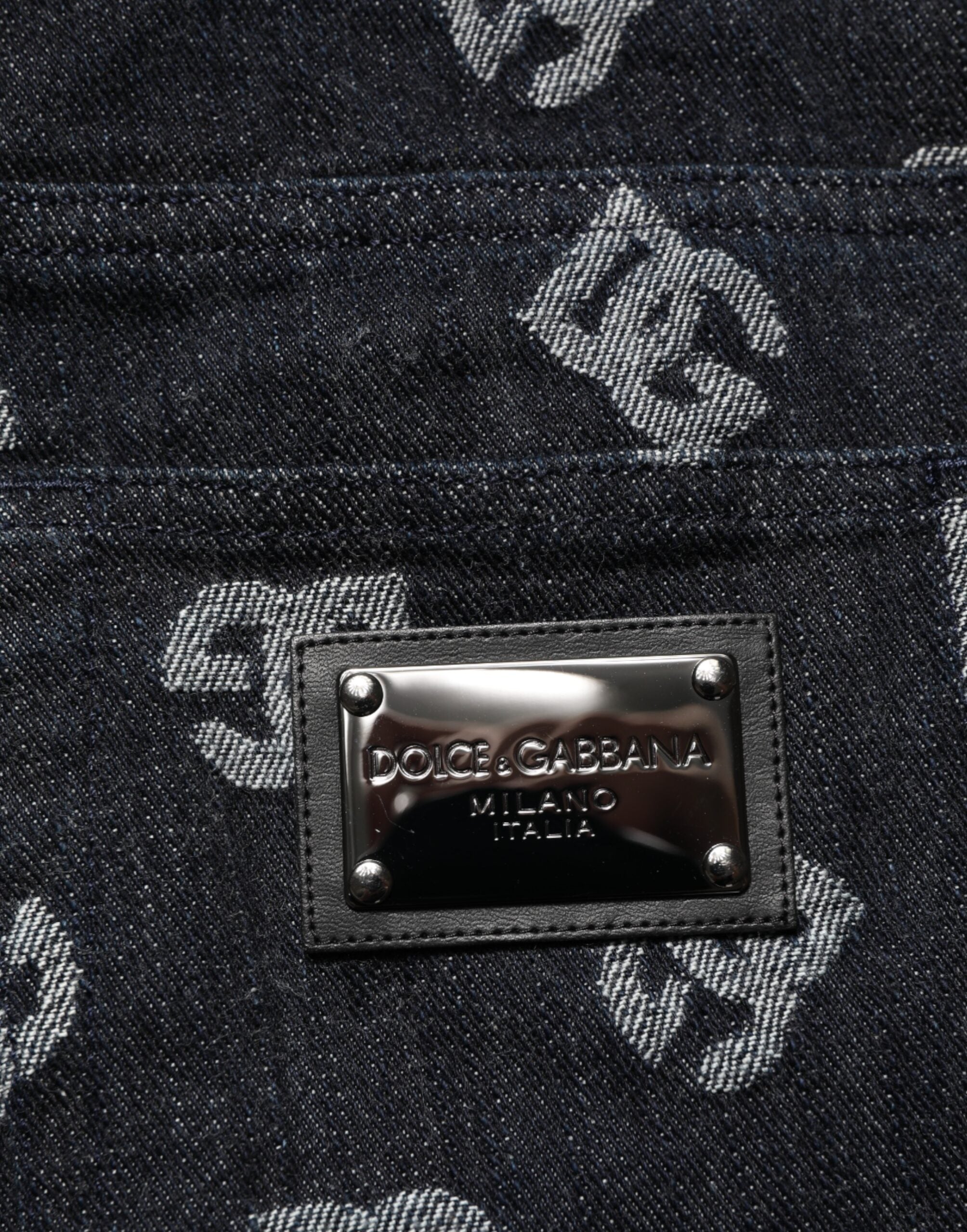 Black DG Monogram Cotton Skinny Denim Jeans - ventzia