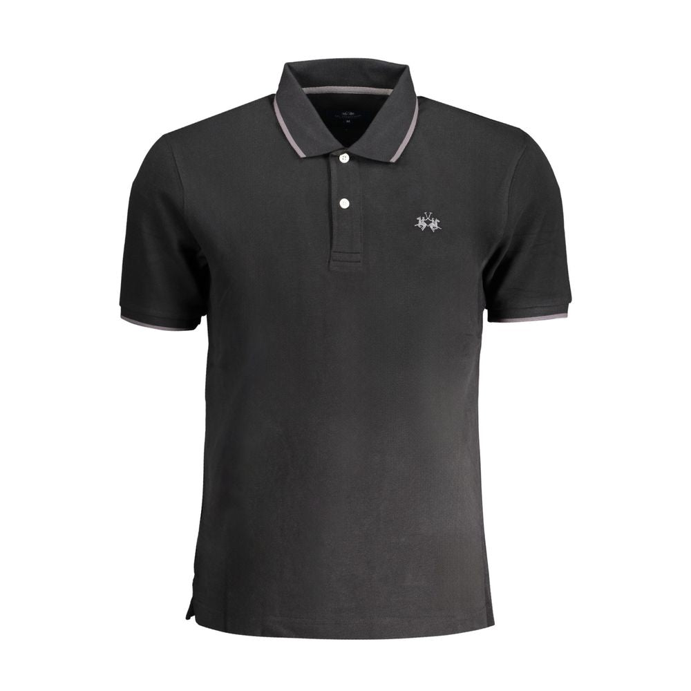 Black Cotton Men's Polo Shirt - ventzia