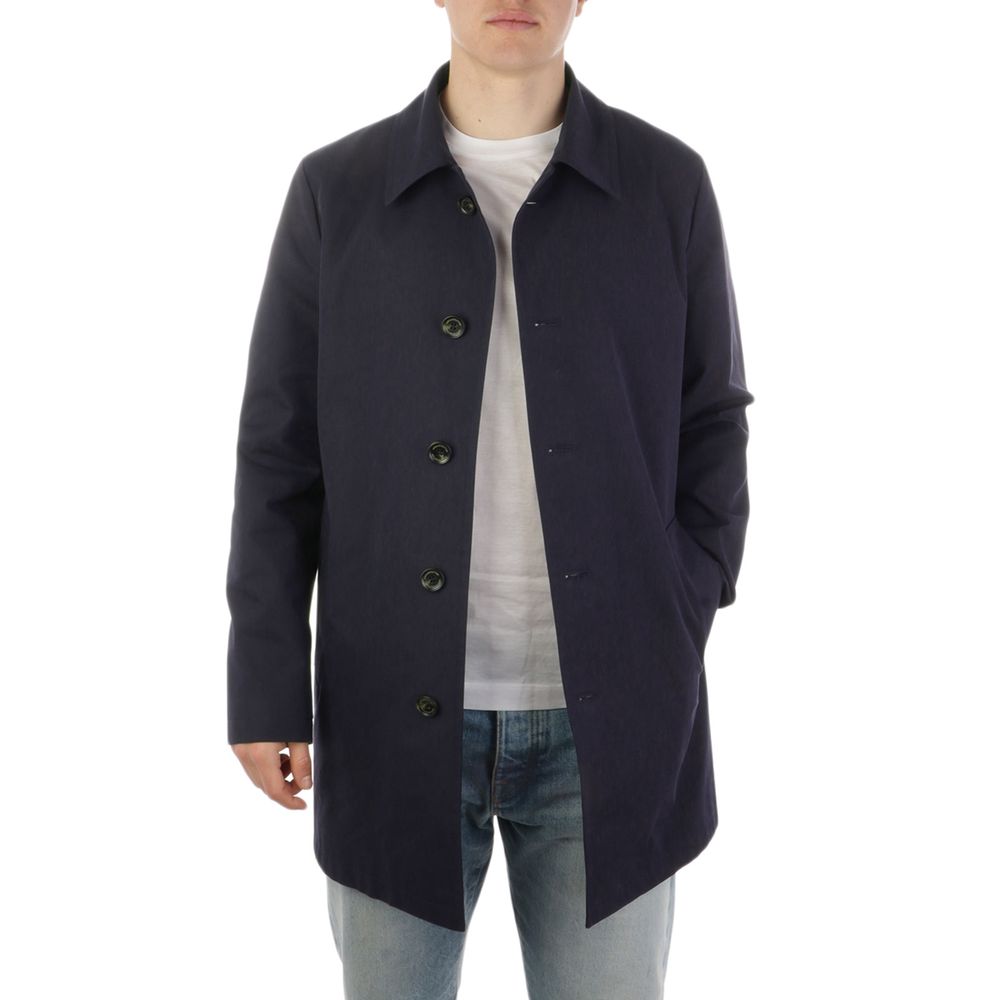 Blue Cotton Men's Jacket - ventzia